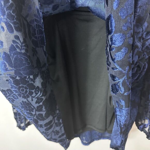 Cato Boho Semi Sheer Burnout Top Blue Peplum Layered Fairy Womens 14/16W - Picture 7 of 10